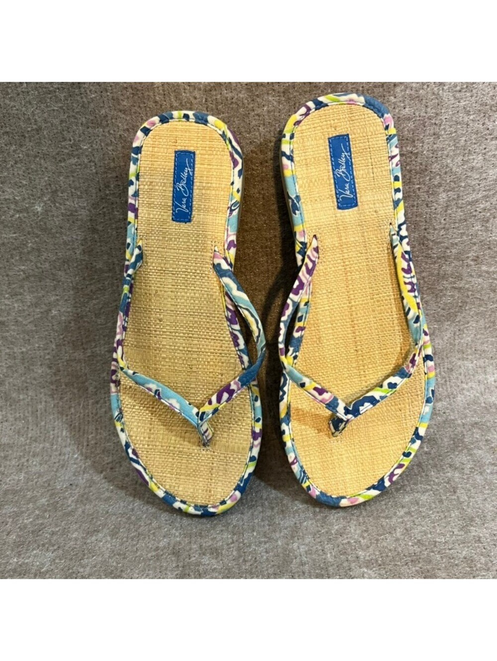 Vera Bradley 6.5 Floral Print Flip Flop Sandals Yellow Resort Beach Cruise